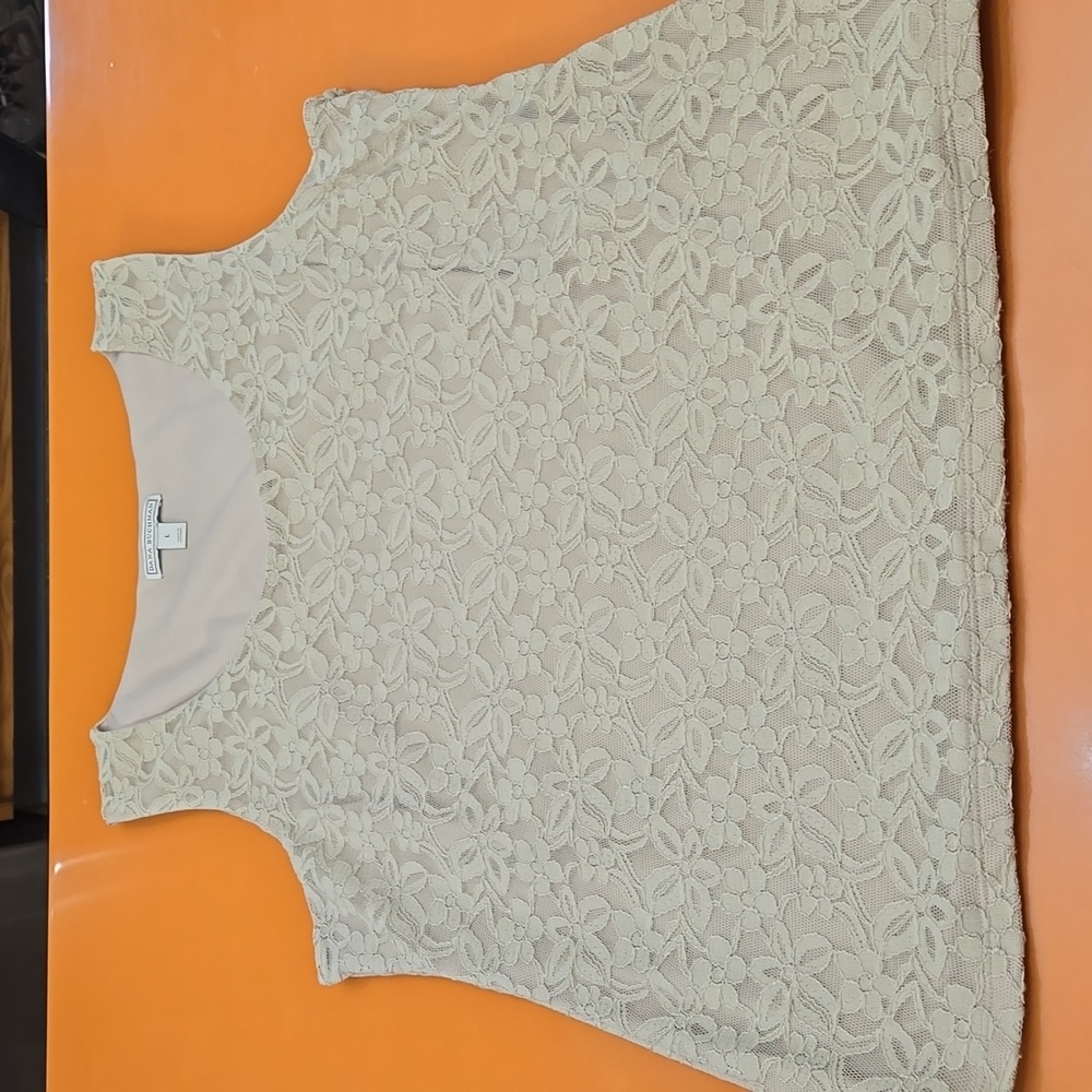 Dana Buchman Women's Lace & Lined Tank Top, Tan, Size Large